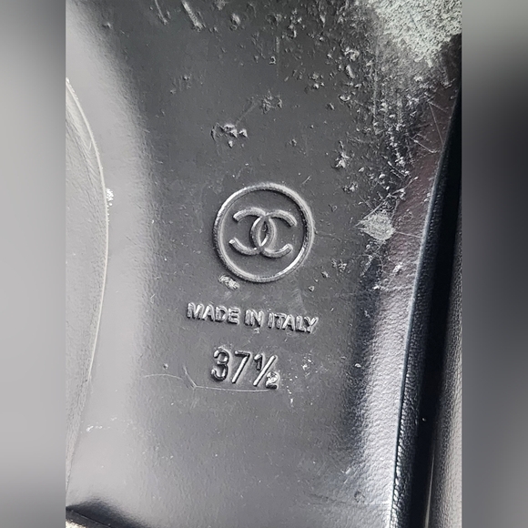 CHANEL Black Cambon Leather Ballet Flats Bow CC Logo Classic Ballerina Size 37.5 - Picture 14 of 15